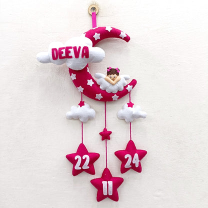 Angel On Moon with cloud | Personalised Felt Kids Hanging