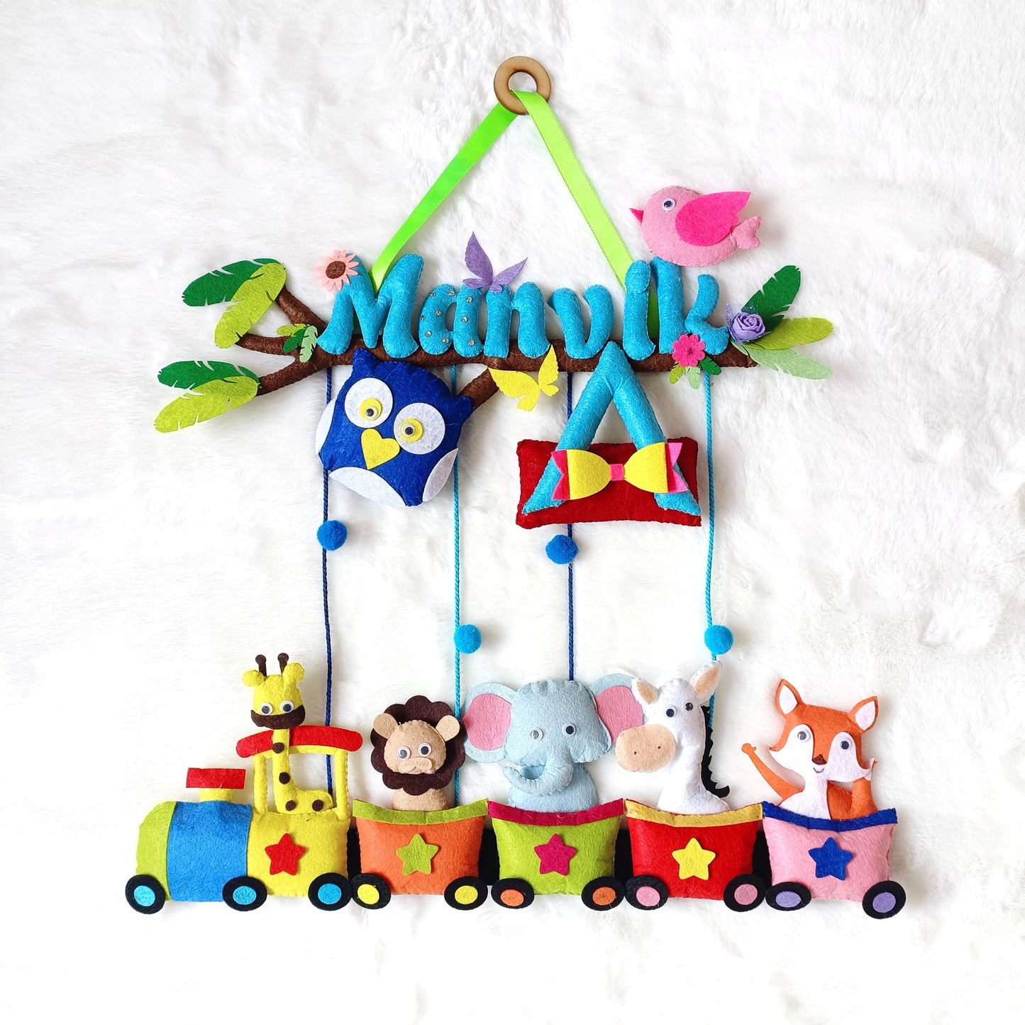 Animal Express Train | Personalised Felt Kids Hanging