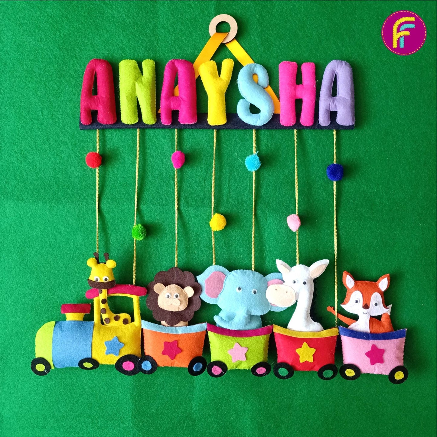 Animal Train | Personalised Felt Kids Hanging