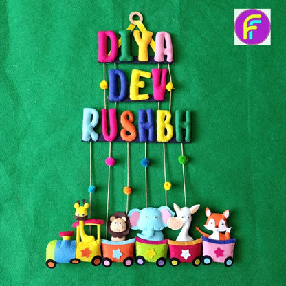 Animal Train | Personalised Felt Kids Hanging