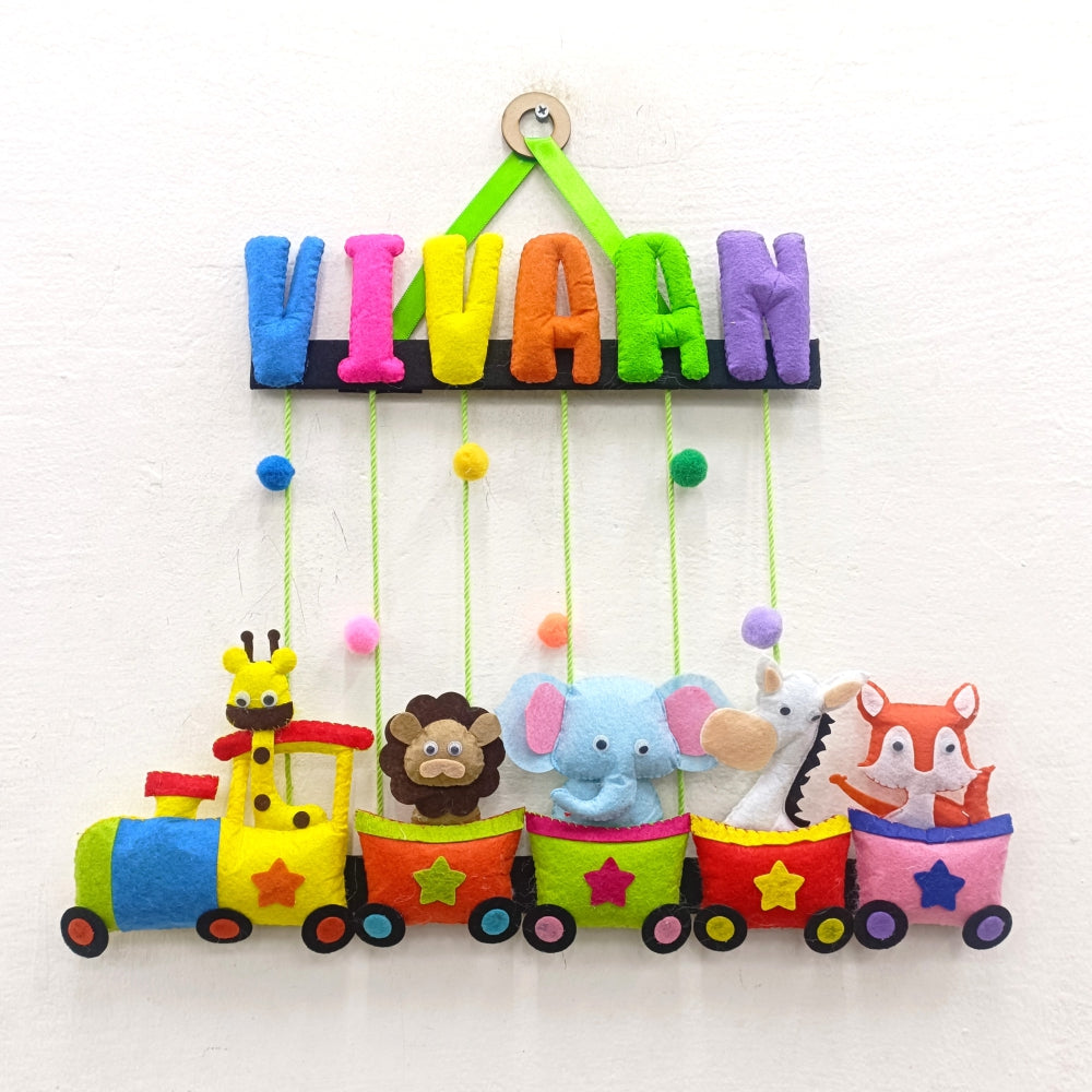 Animal Train | Personalised Felt Kids Hanging