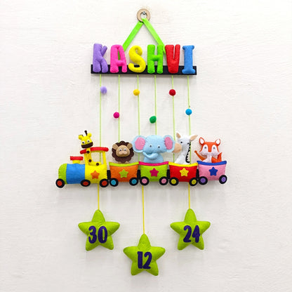 Animal Train | Personalised Felt Kids Hanging