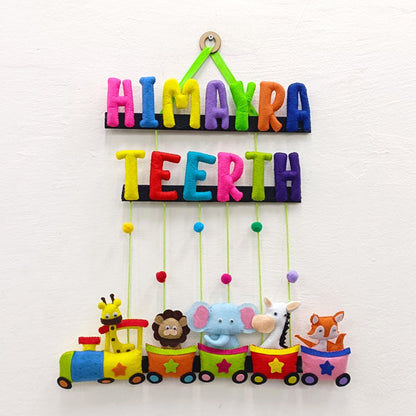 Animal Train | Personalised Felt Kids Hanging