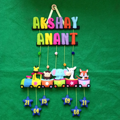 Animal Train | Personalised Felt Kids Hanging