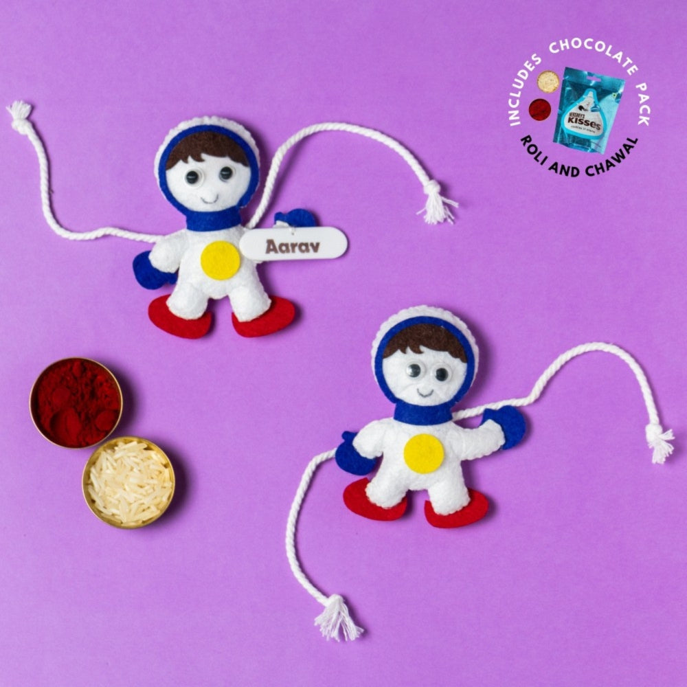 Astronaut Rakhi Combo with Chocolates, Roli and Chawal | Personalised Kids Rakhi