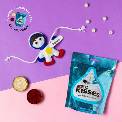 Astronaut Rakhi Combo with Chocolates, Roli and Chawal | Personalised Kids Rakhi
