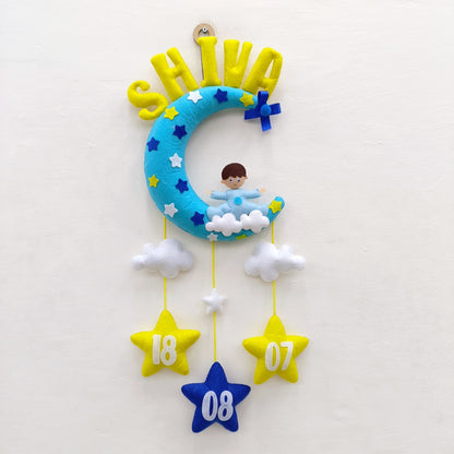 Baby on Moon | Personalised Felt Kids Hanging