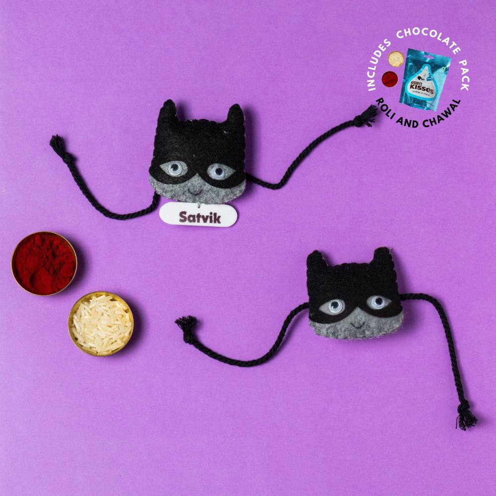 Batman Rakhi Combo with Chocolates, Roli and Chawal | Personalised Kids Rakhi