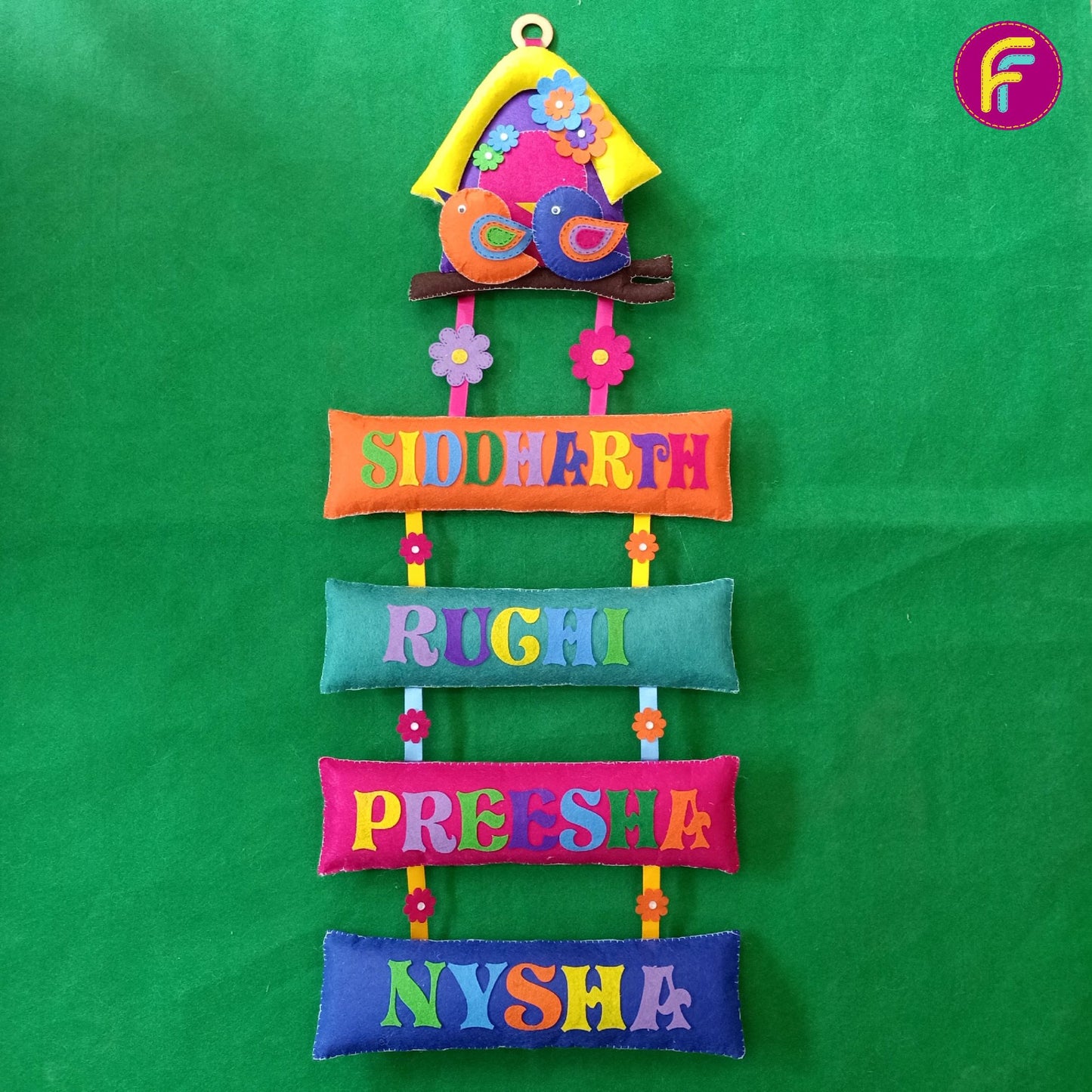 Bird House | Personalised Felt Kids/Family Hanging