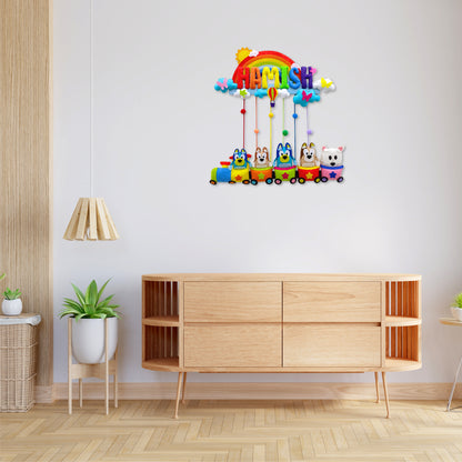 Rainbow Bluey Train | Personalised Felt Kids Hanging