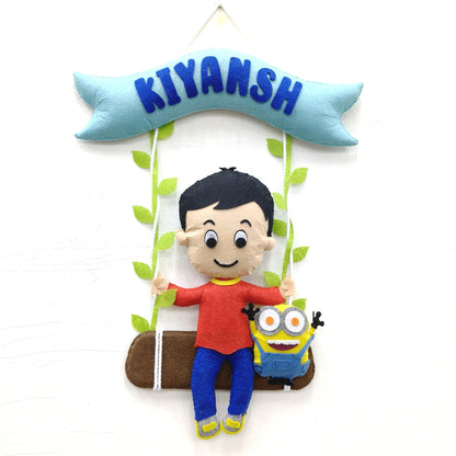 Boy On Swing | Personalised Felt Kids Hanging