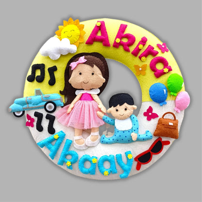 Bond Beyond Words | Personalised Felt Kids Sibling Hanging