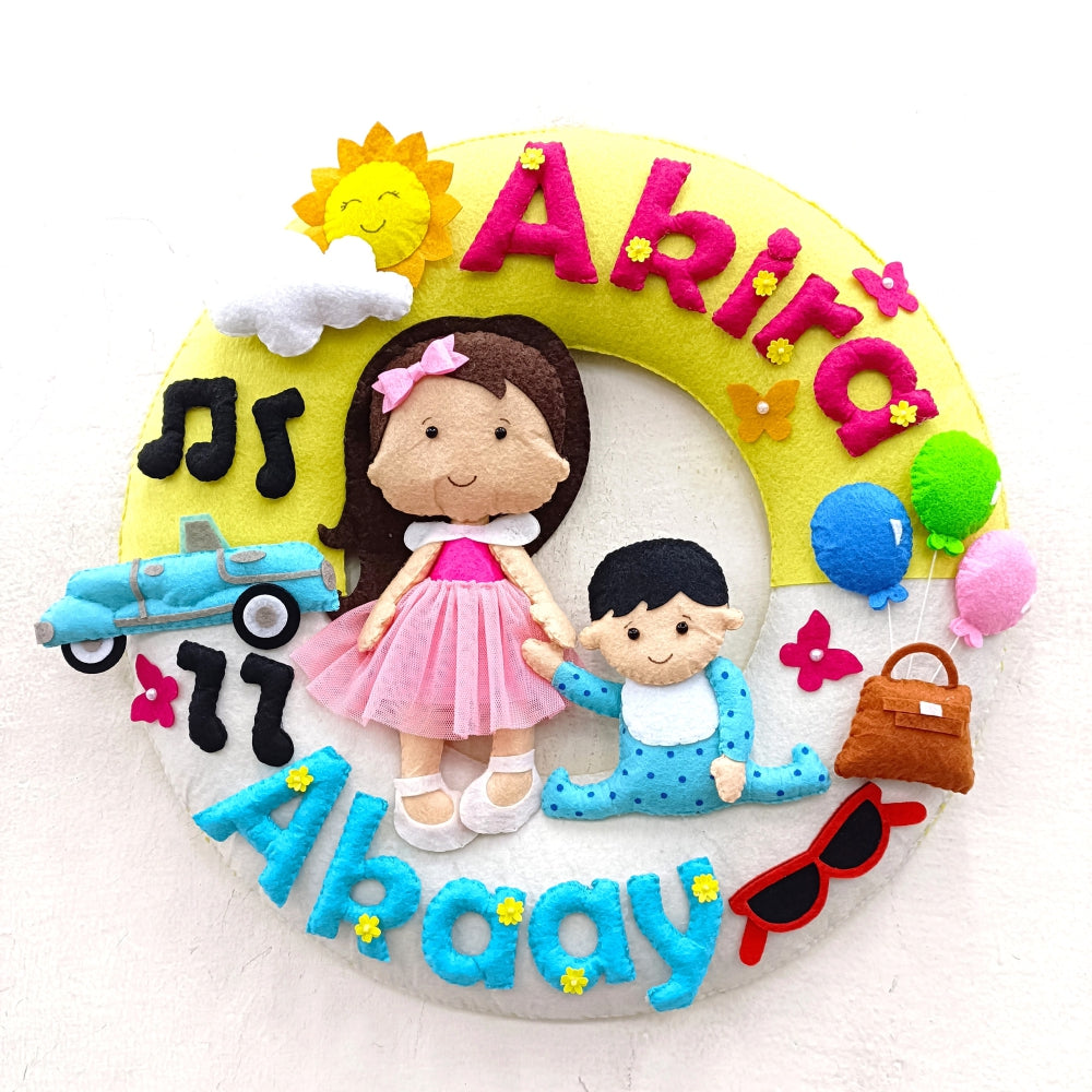 Bond Beyond Words | Personalised Felt Kids Sibling Hanging