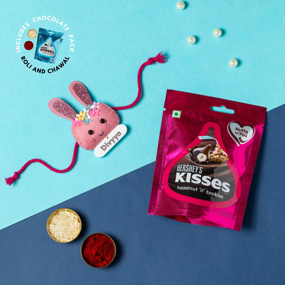 Bunny Rakhi Combo with Chocolates, Roli and Chawal | Personalised Kids Rakhi