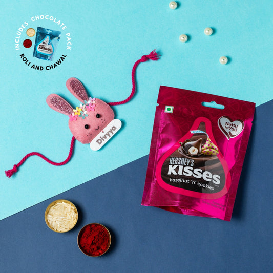 Bunny Rakhi Combo with Chocolates, Roli and Chawal | Personalised Kids Rakhi