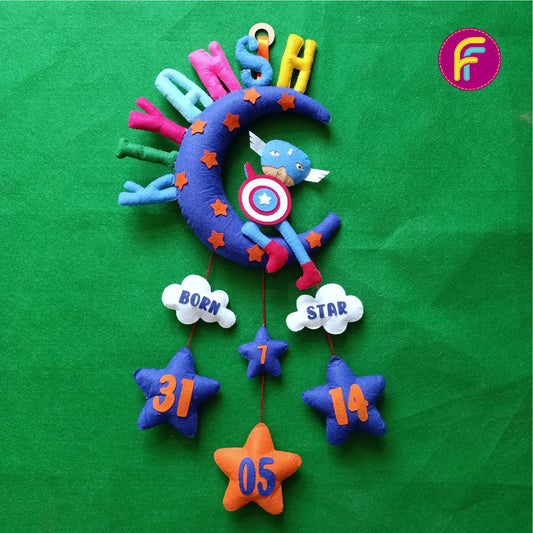 Captain America On Moon | Personalised Felt Kids Hanging