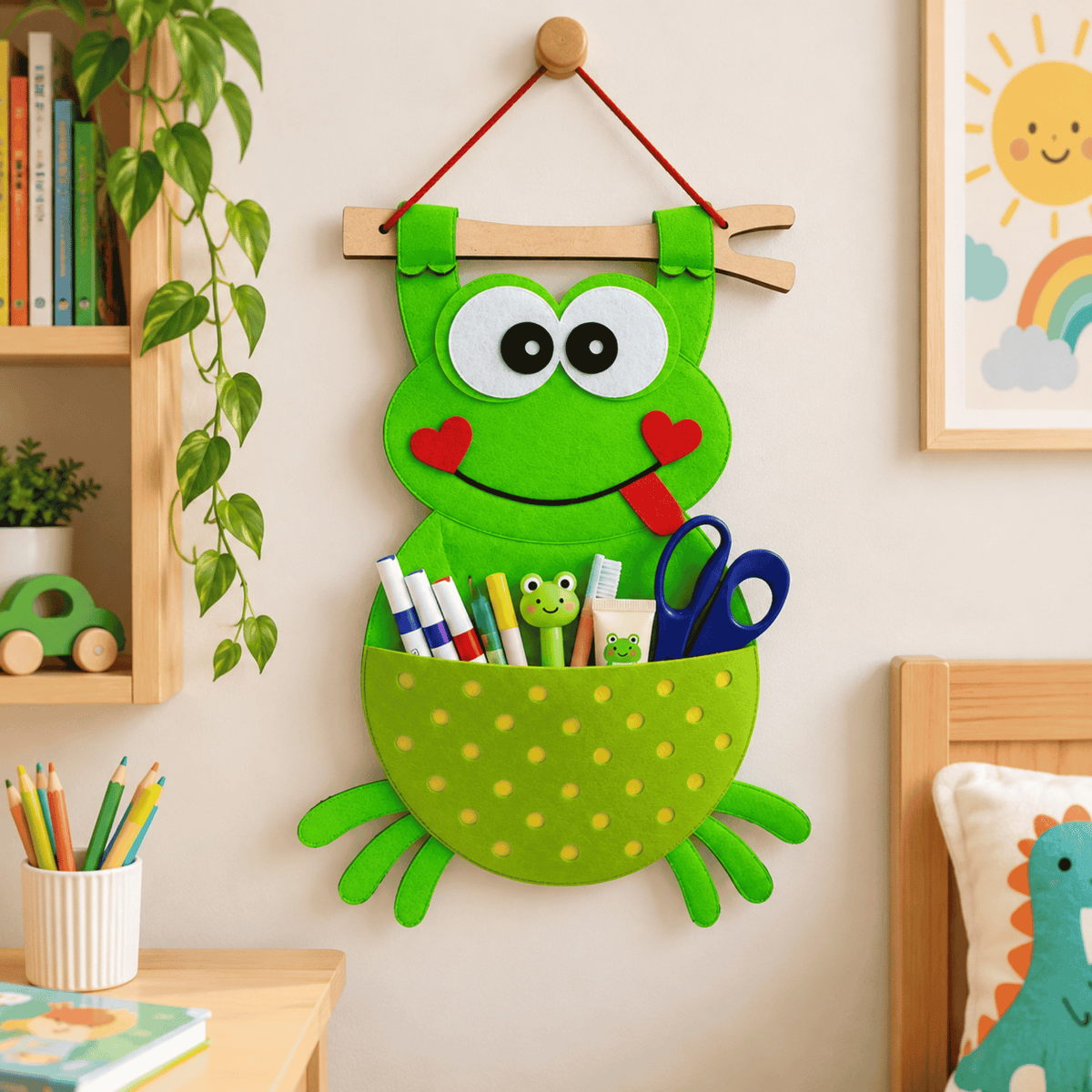 Cheerful Frog Organizer | Cute Stuff for Kids | Wall Hanging