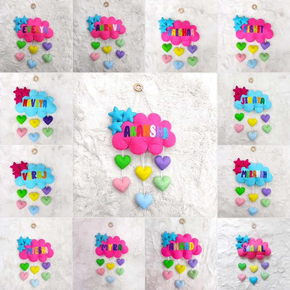 Clouds and Hearts | Personalised Felt Kids Hanging