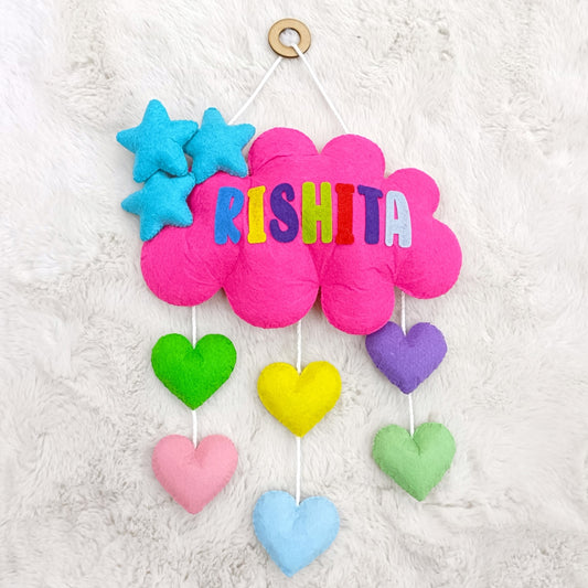 Clouds and Hearts | Personalised Felt Kids Hanging