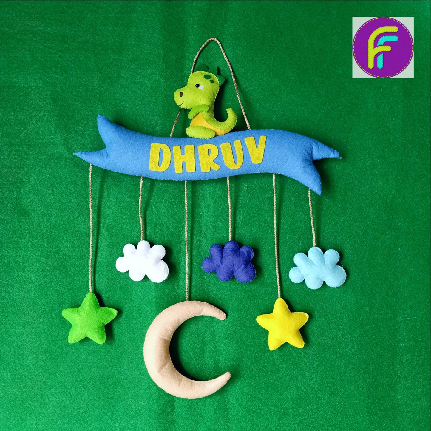 Dino | Personalised Felt Kids Banner Hanging