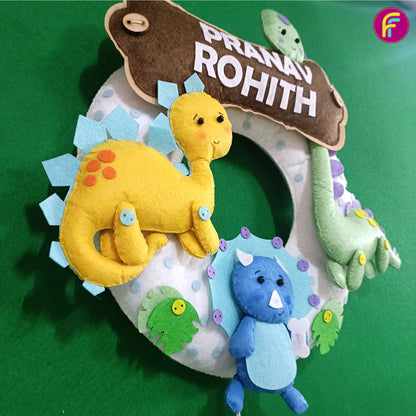 Dino World Rounded | Personalised Felt Kids Hanging