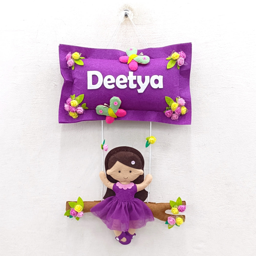 Girl on Swing | Personalised Felt Kids Hanging