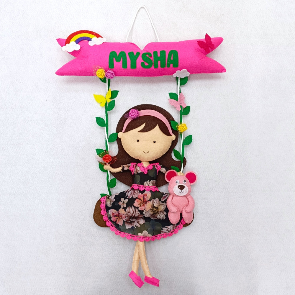 Doll On Swing | Personalised Felt Kids Hanging