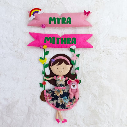 Doll On Swing | Personalised Felt Kids Hanging