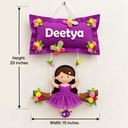 Girl on Swing | Personalised Felt Kids Hanging