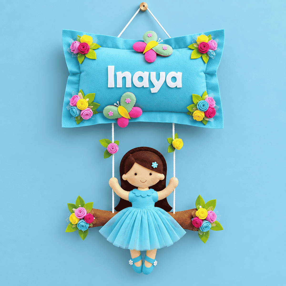 Girl on Swing | Personalised Felt Kids Hanging