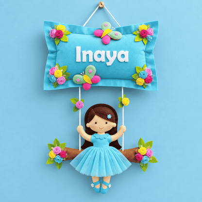 Girl on Swing | Personalised Felt Kids Hanging
