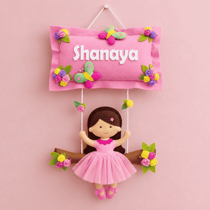 Girl on Swing | Personalised Felt Kids Hanging