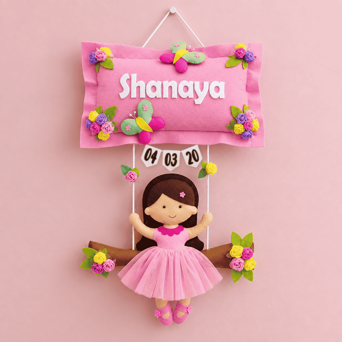 Girl on Swing | Personalised Felt Kids Hanging