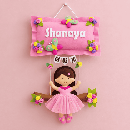 Girl on Swing | Personalised Felt Kids Hanging
