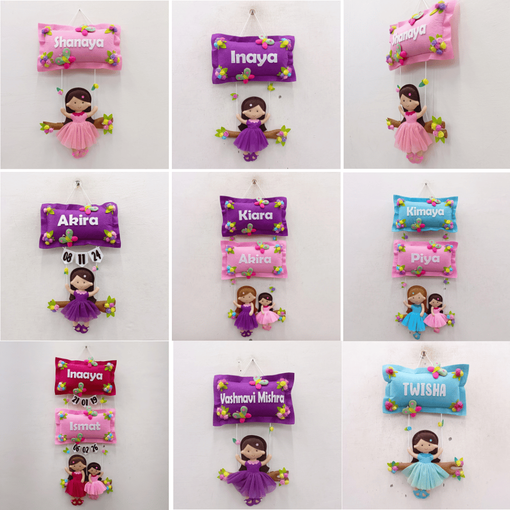 Girl on Swing | Personalised Felt Kids Hanging
