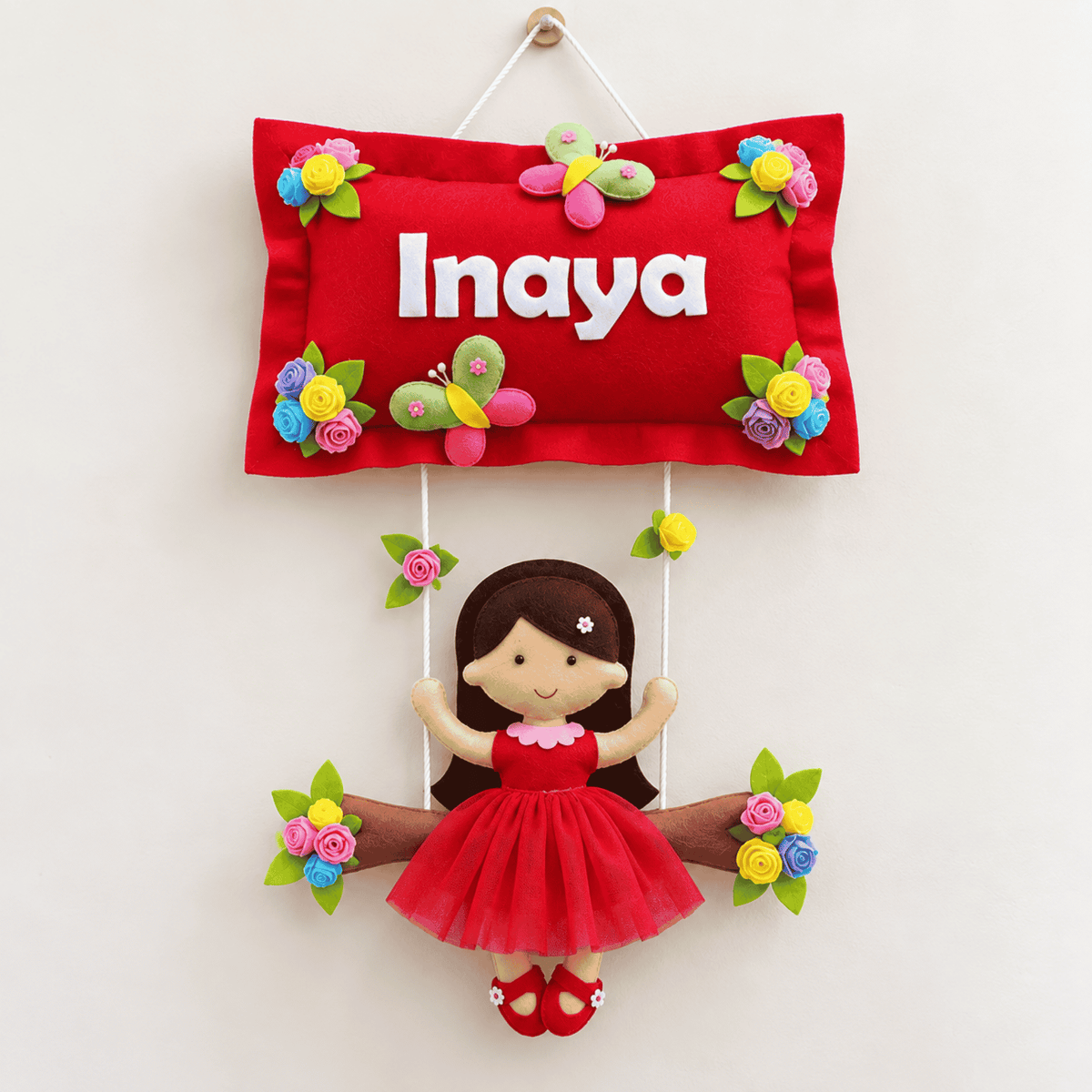 Girl on Swing | Personalised Felt Kids Hanging