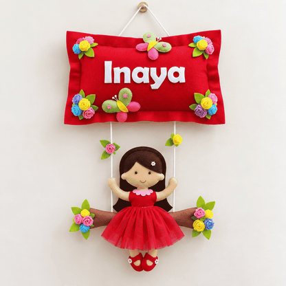 Girl on Swing | Personalised Felt Kids Hanging