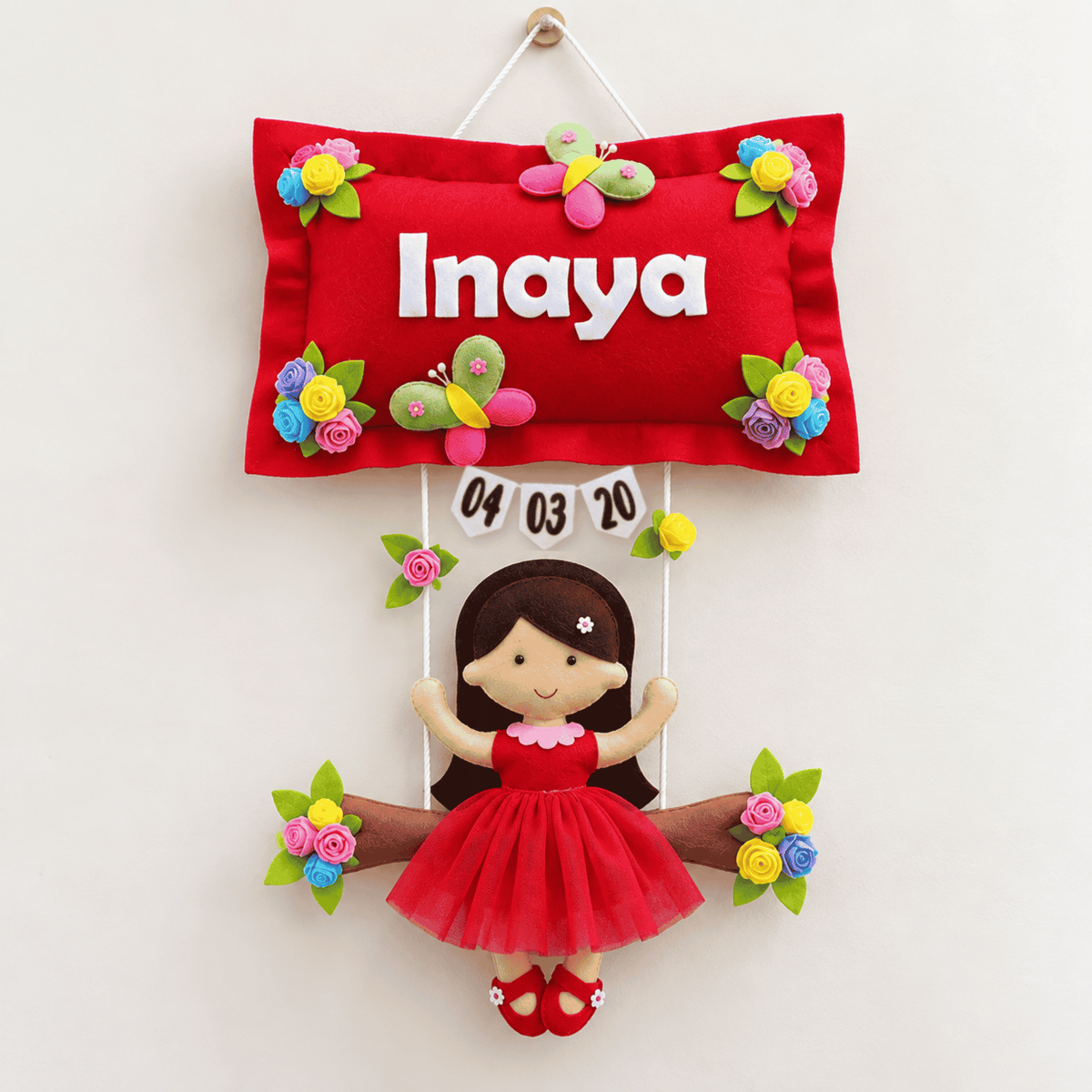 Girl on Swing | Personalised Felt Kids Hanging