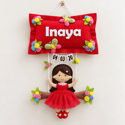 Girl on Swing | Personalised Felt Kids Hanging