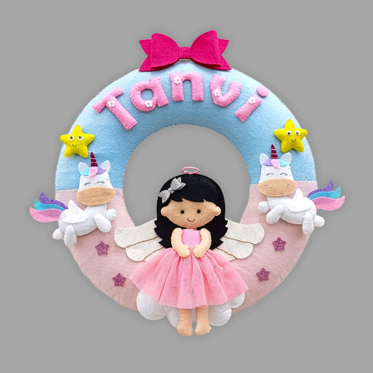 Doll with Unicorns Donut Hanging | Personalised Felt Kids Hanging