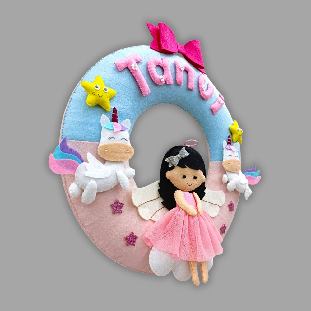 Doll with Unicorns Donut Hanging | Personalised Felt Kids Hanging