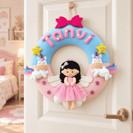 Doll with Unicorns Donut Hanging | Personalised Felt Kids Hanging