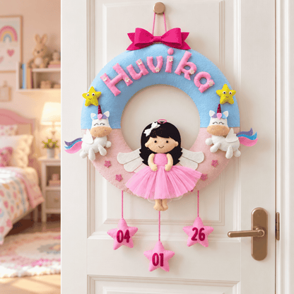 Doll with Unicorns Donut Hanging | Personalised Felt Kids Hanging