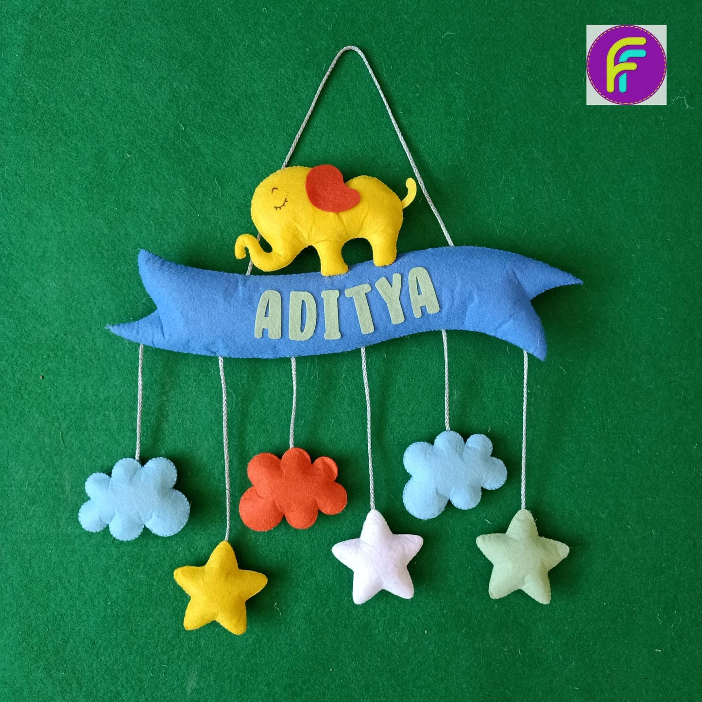 Elephant | Personalised Felt Kids Banner Hanging