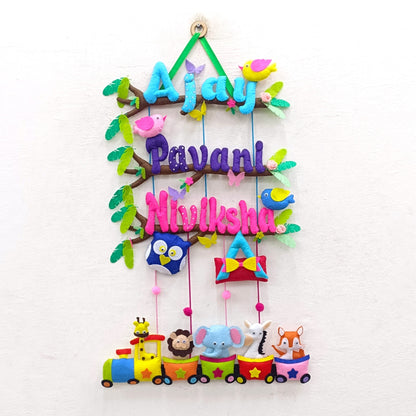 Animal Express Train | Personalised Felt Kids Hanging