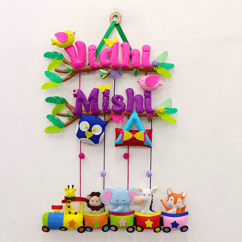 Animal Express Train | Personalised Felt Kids Hanging