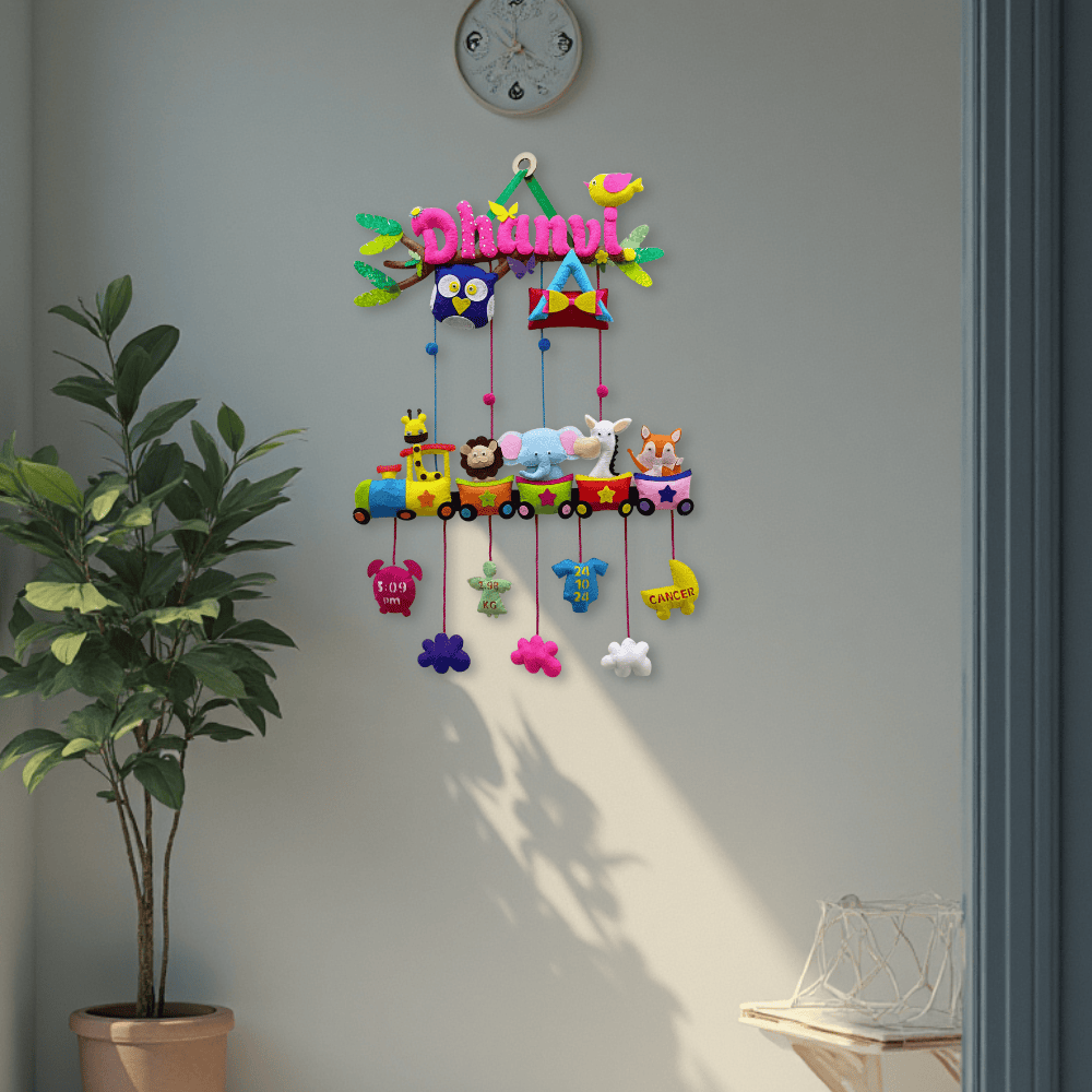Animal Express Train | Personalised Felt Kids Hanging