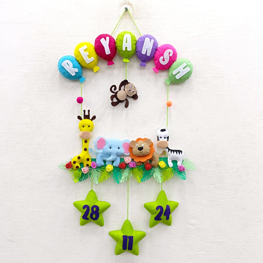 Jungle and Balloons | Personalised Felt Kids Hanging