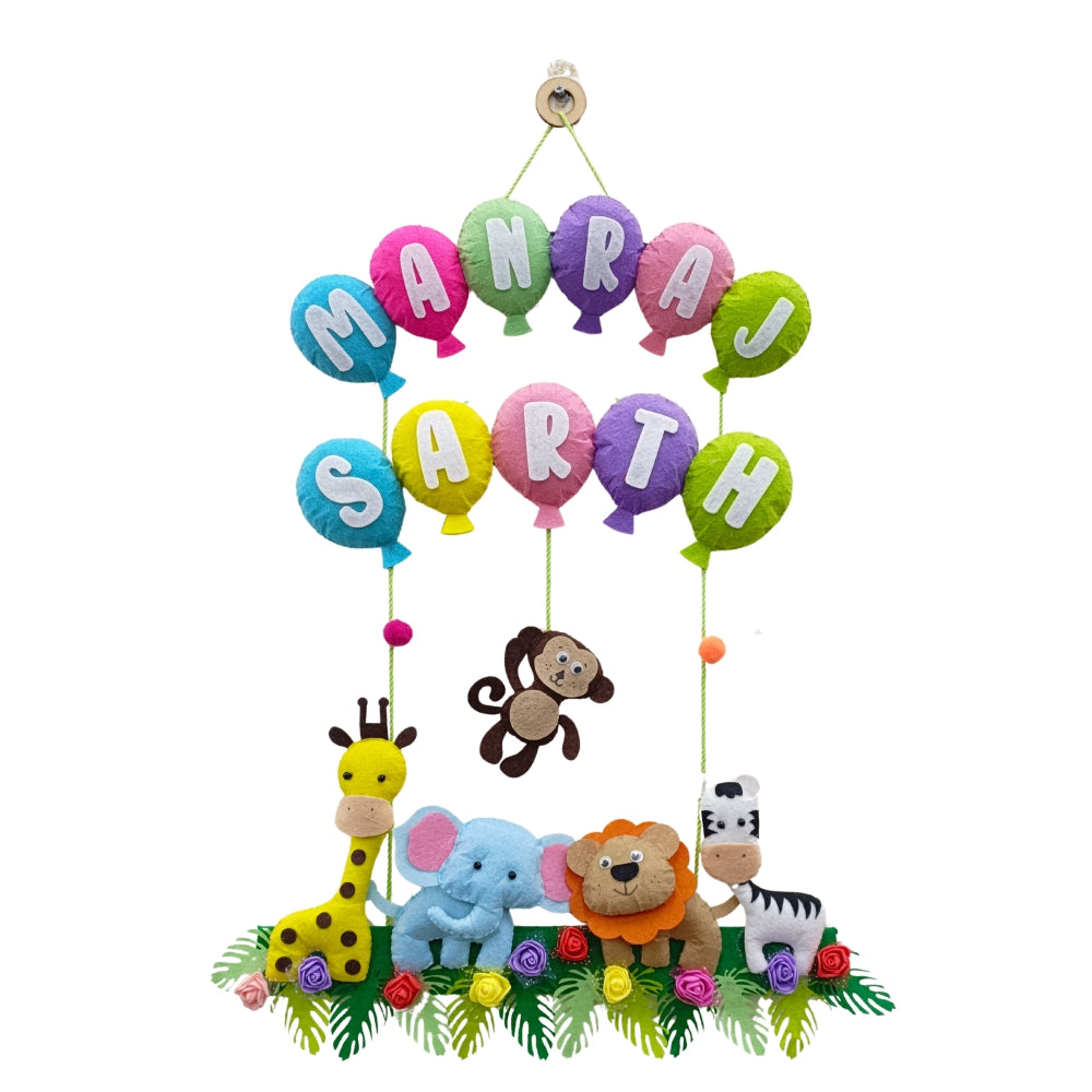 Jungle and Balloons | Personalised Felt Kids Hanging