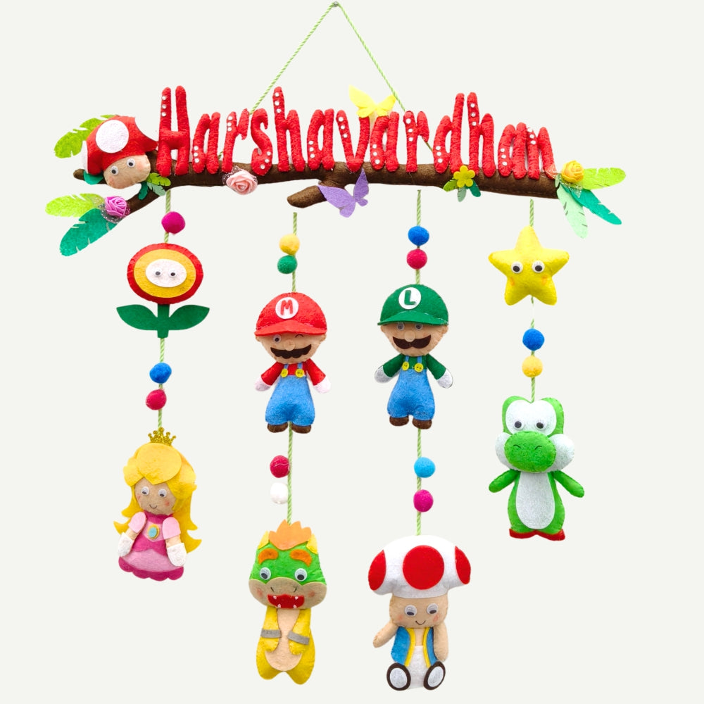 Mario Hanging | Personalised Felt Kids Room Decor